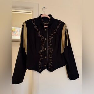 North American Frontier XL VINTAGE fringe blazer black and gold
